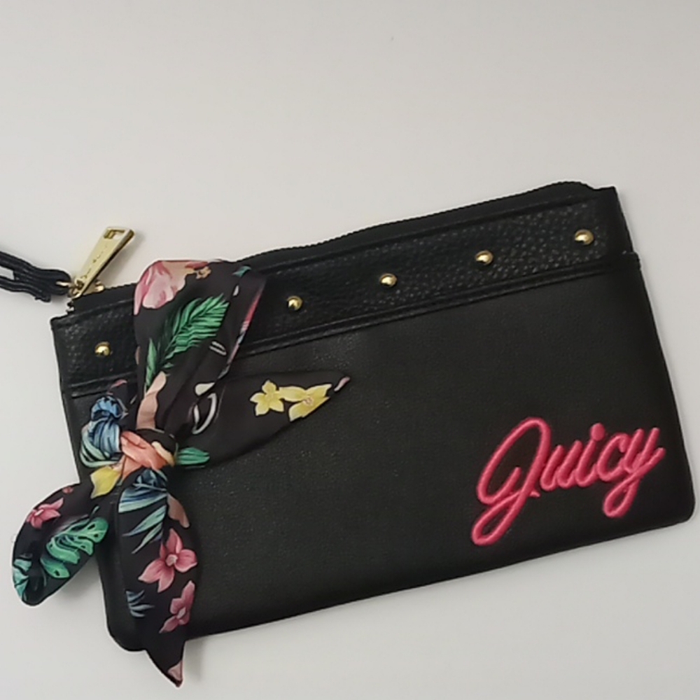 Juicy Couture Black and Pink Clutch Wristlet